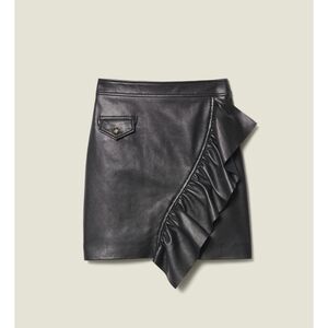 Sandro Elegant Black Genuine Leather Skirt
